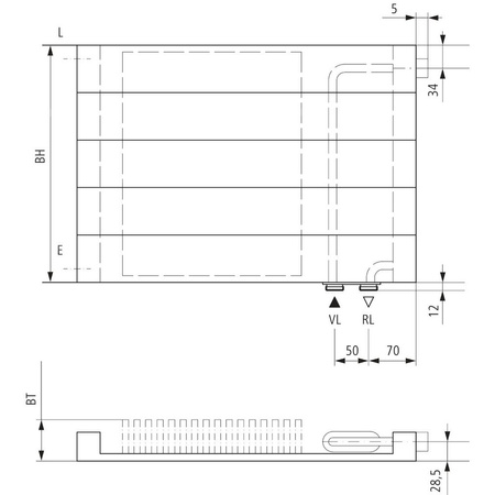 Kermi ściana grzewcza HHV11 840x61x4600 pozioma,RAL9016,6bar,z osłoną,prawa,L540