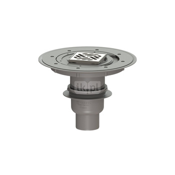 Wpust KESSEL Classic z 1 przyłączem DN 70, odpływ pionowy (zdejmowany), kratka 95x95mm stal nierdzewna