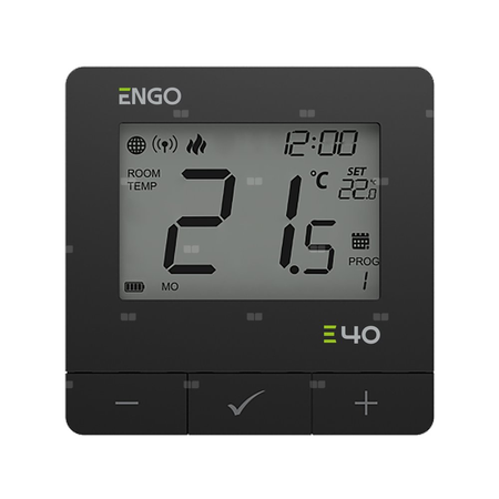 Programowany, Internetowy, natynkowy regulator temperatury ZigBee/868MHz, bateryjny, czarny