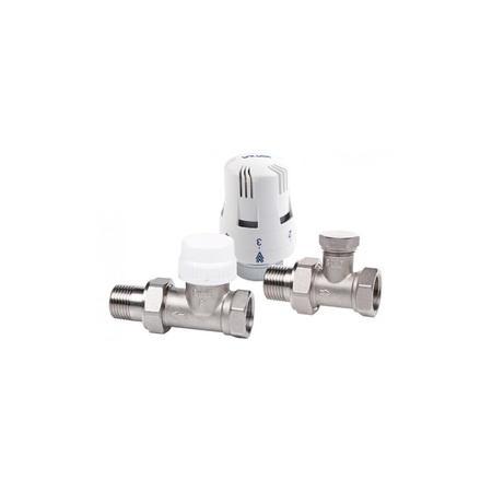 Zestaw przyłączeniowy grzejnikowy dwururowy VALVEX Thermo Set 1/2'' x 1/2'', zawór prosty przystosowany termostatycznie