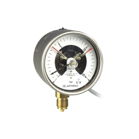 Manometr z rurką Bourdona AFRISO RF kontaktowy magnetyczny MK2 0/160 bar G1/2B radialne fi 100 mm, kl. 1,0%