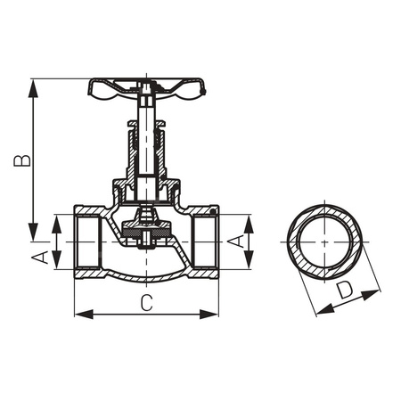 Zawór wodny FERRO Zaporowy prosty grzybkowy, żeliwo GW 3/4'' x GW 3/4''