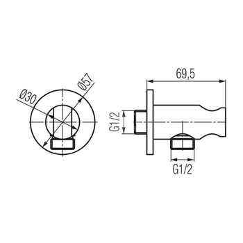 ROUND PLUS Przyłącze kątowe black mat