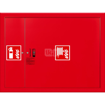 Hydrant DN 25 FIT wnękowy z miejscem na gaśnicę obok zwijadła, wąż 20 m, zamek patent, RAL 3000