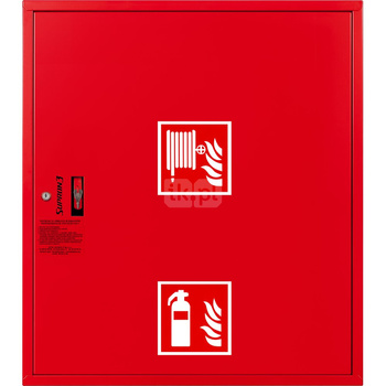 Hydrant DN 25 zawieszany z miejscem na gaśnicę pod zwijadłem, wąż 30 m, zamek patent, RAL 3000