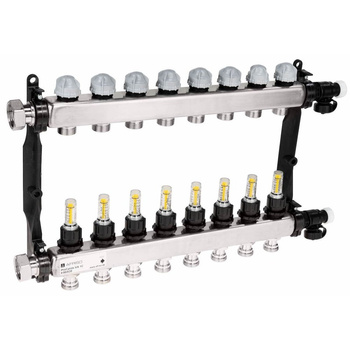 Rozdzielacz do ogrzewania podłogowego AFRISO ProCalida VA 1C 8-obieg. stal nierdzewna GZ 1'' x euroconus 3/4''