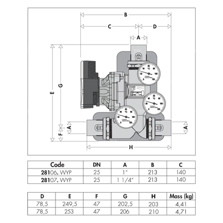 Grupa pompowa do cyrkulacji czynnika grzewczego 11/4" 70 st. WYP