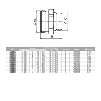 Rozdzielacz hydrauliczny VALVEX Proff K3-9 mosiądz GW 1'', odgałęzień: 9 (3/4''), do CO