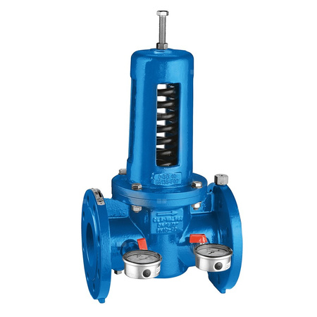 Regulator ciśnienia. Wykonany z żeliwa. Przyłącza kołnierzowe DN 65