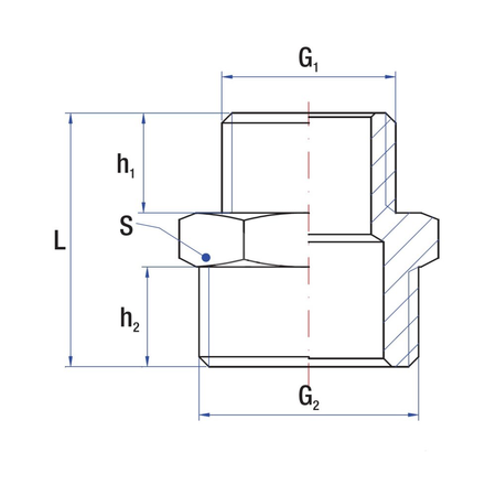 Nypel redukcja RUMET mosiądz 3/4'' x 1/2'' (GZ)