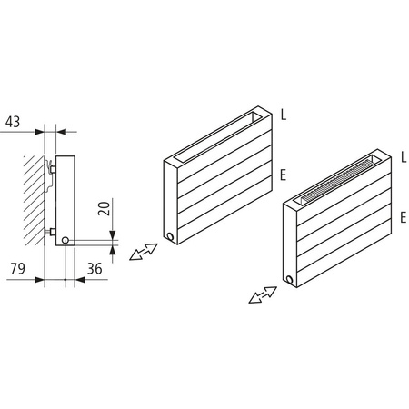 Ściana grzewcza Kermi Heizwand HHN Typ20 BH770x72x1900mm QN2301, weiß, 6bar, o. Abd, AB 12