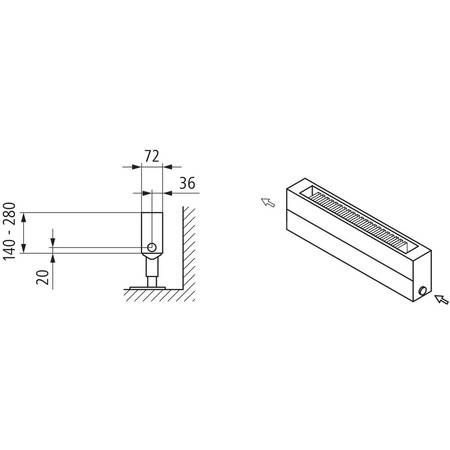Konwektor Kermi Konvektor Typ21 BH280x72x2400mm QN1942, weiß, 6bar, o. Abd, AB Uni