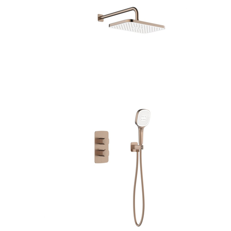 Zestaw natryskowy Malaga, termostatyczny, podtynkowy, PVD brushed rose gold