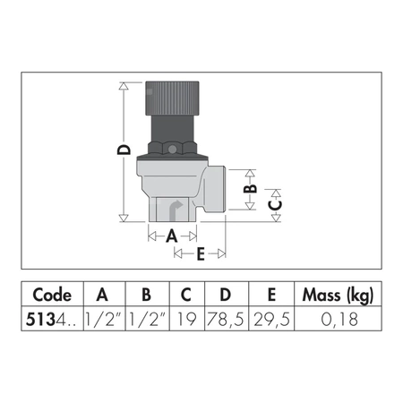 Zawór przelewowy CALEFFI 513 mosiądz 6 bar GW 1/2''