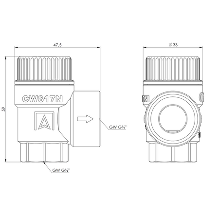 Zawór przelewowy AFRISO MSS mosiądz 6 bar GW 1/2'' x 3/4''