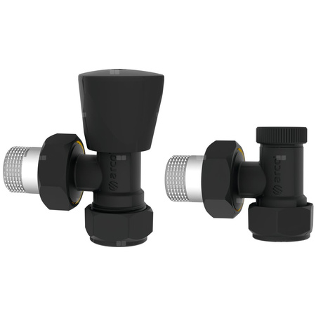 Zawór grzejnikowy ARCO TEIDE PLUS kątowy (kąt prosty), połączenie 1/2'' x 15 czarny