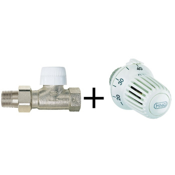 Zestaw do ogrzewania podłogowego: głowica RTL, zawór prosty 1/2" z wkładką UBG