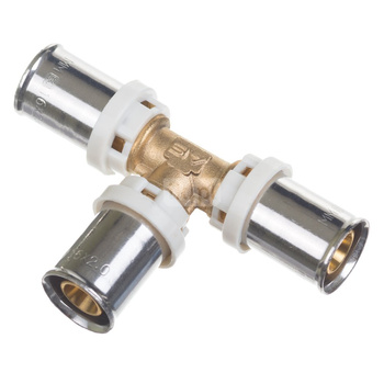 Trójnik QIK XPRT zaprasowywany mosiądz 26 mm (złącze zaprasowywane)