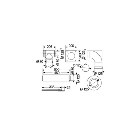 Zestaw przyłączeniowy do szachtu fi 80/125 z kolanem fi 80