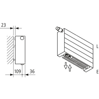 Kermi ściana grzewcza HHV22 630x122x3600 pozioma,RAL9016,6bar,z osłoną,prawa,L260