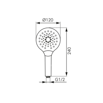 Rączka natryskowa 3-funkcyjna MULO, chrom, z przyciskiem typu „click” do zmiany funkcji strumienia