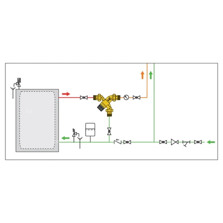 Termostatyczny zawór mieszający "L" 35 st. -65 st. C DN20 ze złączkami