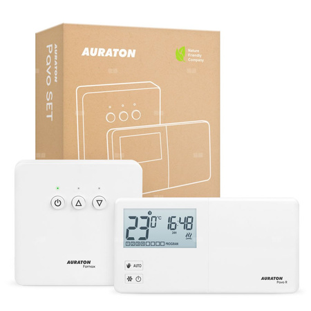 AURATON Pavo SET - Tygodniowy, bezprzewodowy regulator temperatury ze sterownikiem urządzenia grzewczego (zestaw)