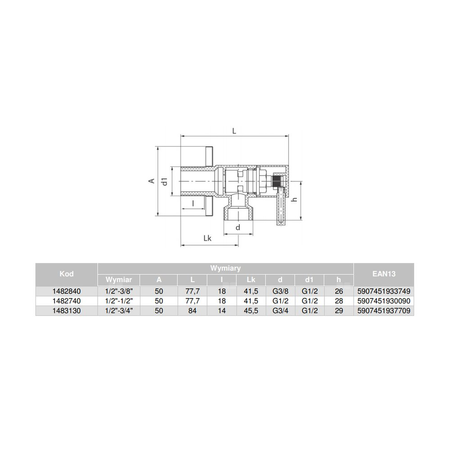 Zawór wodny VALVEX Vega GZ 1/2'' x GZ 1/2''
