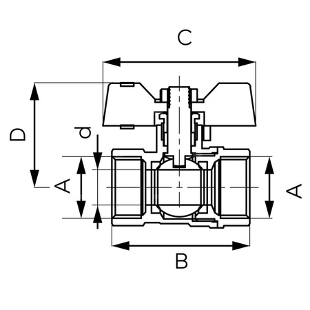 Zawór kulowy FERRO F-COMFORT 1/2'' GW, uchwyt: motylek