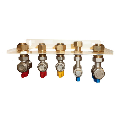 LISTWA PRZYŁĄCZENIOWA Z ZAWORAMI KĄTOWYMI I FILTRAMI SIATKOWYMI DO KOTŁÓW JEDNOFUNKCYJNYCH  