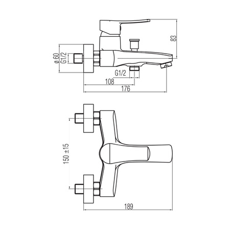 LORI Bateria wannowa ścienna (bez akcesoriów)