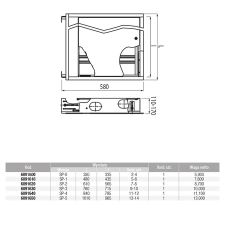 SZAFKA PODTYNKOWA SP-0 (335x575-665x110-175)