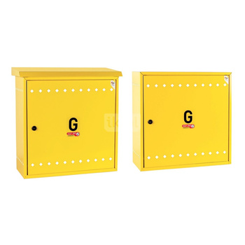 Skrzynka gazowa, 450x450x250, naścienna, metalowa, z płaskim daszkiem - żółta (na gazomierz G4/G6 bez reduktora)