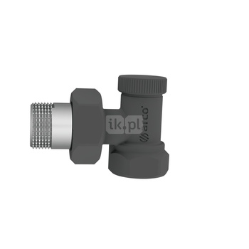 Zawór grzejnikowy ARCO TEIDE PLUS kątowy (kąt prosty), połączenie 1/2'' x 1/2'' czarny