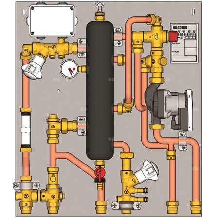 MODUŁ OBSŁUGI SYSTEMÓW C.O. 1 STR. BEZPOŚRED. 1 STR Z MIESZ. 1 POMPA 3/4"700x750x 110-145