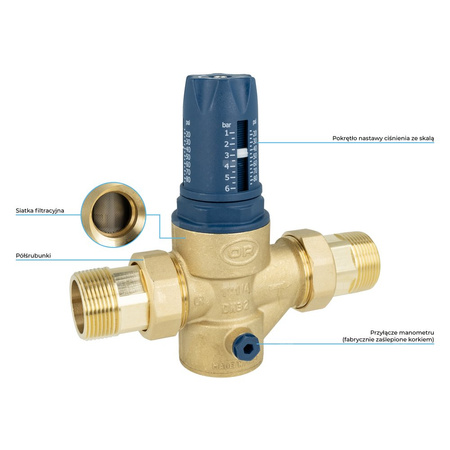 Reduktor ciśnienia wody BPR 424 z siatką filtracyjną, półśrubunki R1 1/4'', 1 ÷ 6 bar