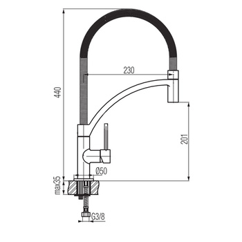 INIZIO Bateria kuchenna stojąca z dźwignią z boku