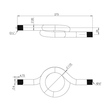 Rurka syfonowa spiralna, 2x G1/2'', PN25