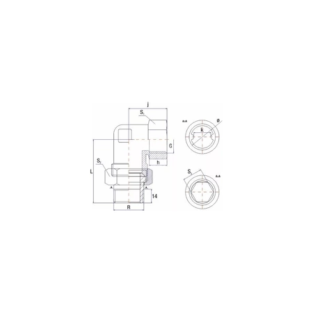 Śrubunek kątowy 90' RUMET o-ring mosiądz 1 1/2'' x 1 1/2'' (gw x gz), z uszczelką