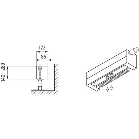 Konwektor Kermi V-Konvektor Typ22 BH210x122x4000mm QN3908, weiß, 6 bar, m. Abd., Vent. re