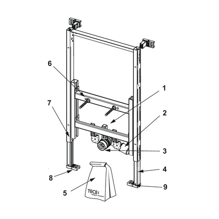 Stelaż podtynkowy do bidetu TECE profil, 820 x 500 x 100 mm, regulacja wysokości