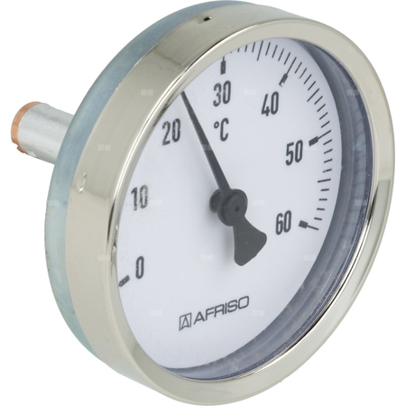 Termometr bimetaliczny AFRISO BiTh fi 63 mm 0…60'C tuleja 40 mm połączenie ax