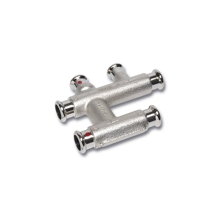 Trójnik Concept By SANHA Therm krzyżowy stal (niklowanie) 22 mm x 15 mm x 22 mm MZ