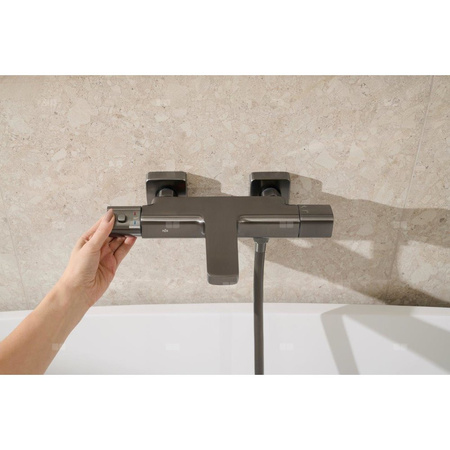 Bateria Malaga, termostatyczna, wannowa, ścienna, PVD gun metal grey