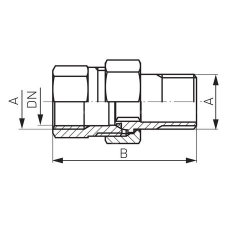 Śrubunek prosty z uszczelką FERRO, mosiądz (chrom), 5/4'' (GW x GZ)