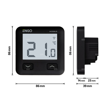 Regulator temperatury ENGO CONTROLS E10-MBUSB bezprzewodowy Zigbee z wyświetlaczem, montaż podtynkowy