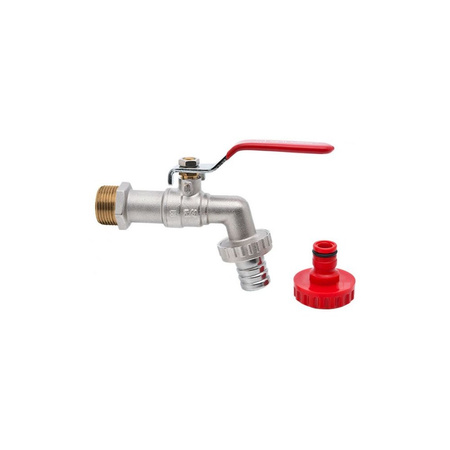 Zawór kulowy VALVEX Oligo mosiądz niklowany czerpalny, PN10 3/4'' GZ x złączka do węża, uchwyt: dźwignia