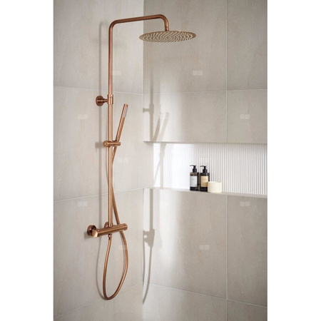 MOZA Deszczownia PREMIUM z Baterią natryskową termostatyczną, Brushed rose gold PVD