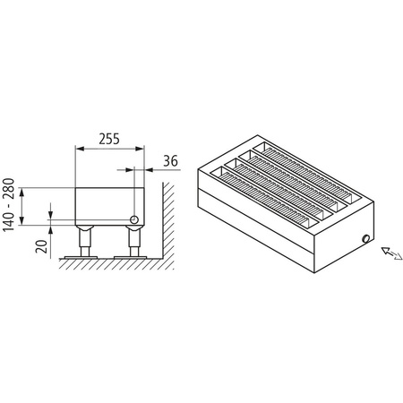 Konwektor Kermi Konvektor Typ54 BH70x255x4200mm QN4305, weiß, 6bar, m. Abd, AB 12