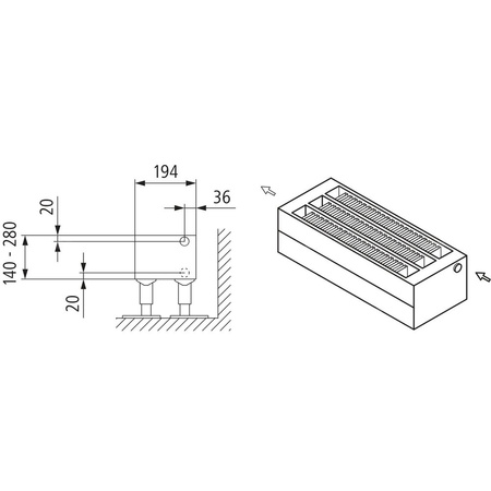 Konwektor Kermi Konvektor Typ43 BH210x194x4600mm QN7544, weiß, 6bar, o. Abd., AB Uni.